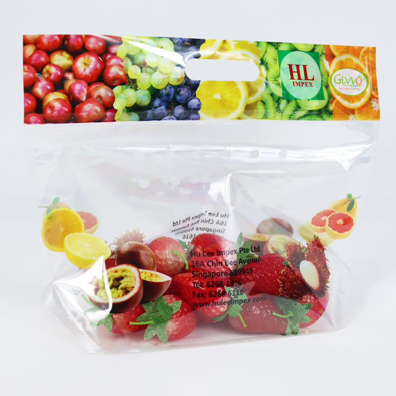 PE Produce Zip Handle Flat Bottom Bags with Vents Best Packaging for fruit and vegetable